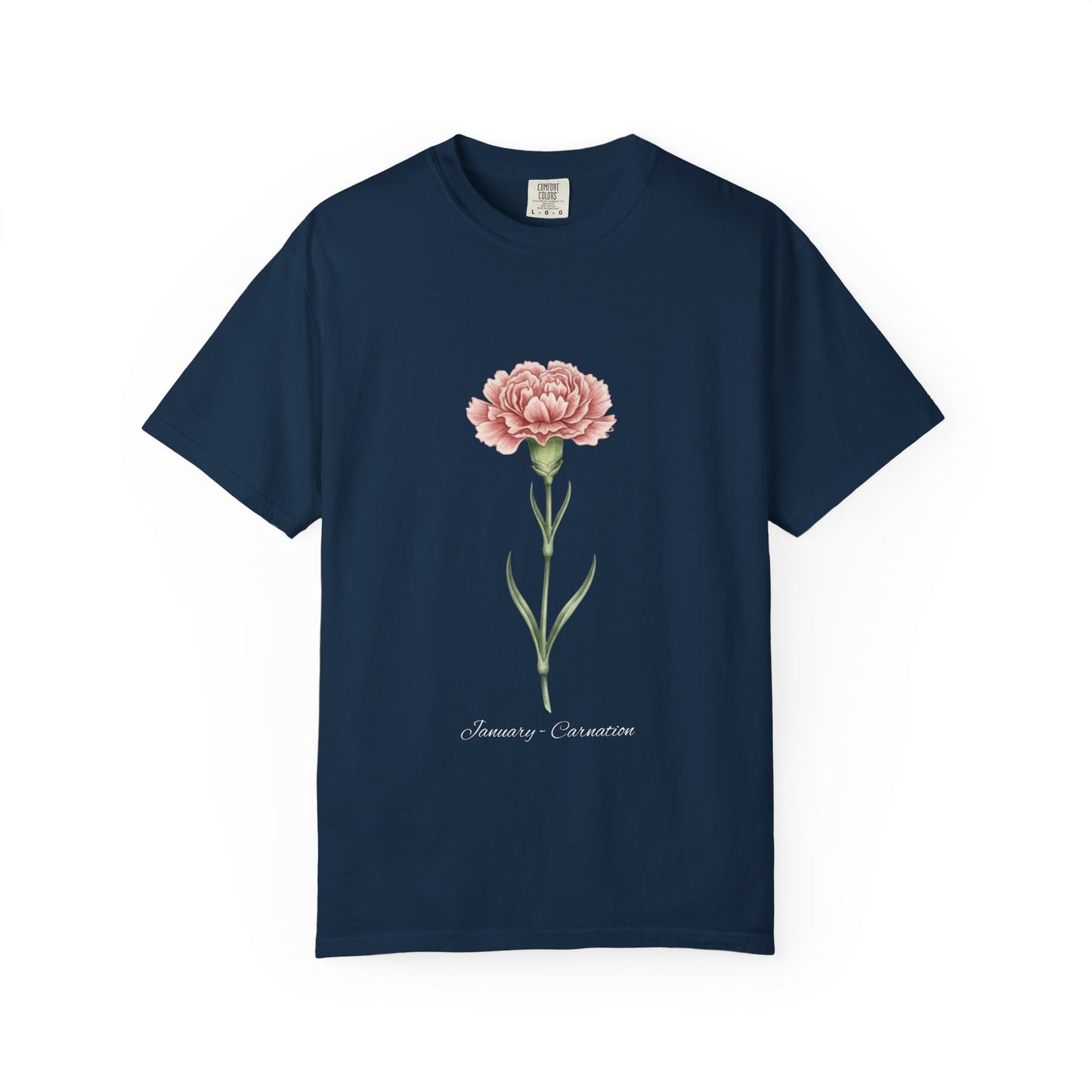 January Birth Flower Carnation T-Shirt – Heavyweight Garment-Dyed Tee - 14686