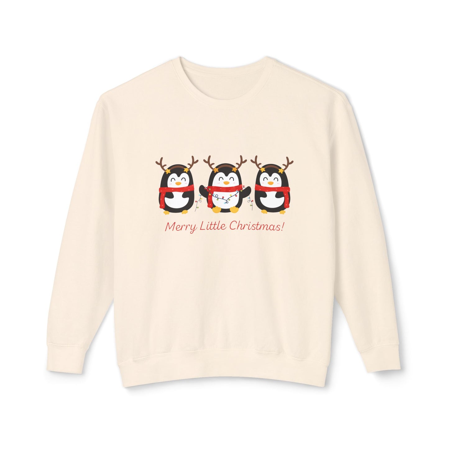 Penguins, Merry Little Christmas - Unisex Lightweight Crewneck Sweatshirt - 10531