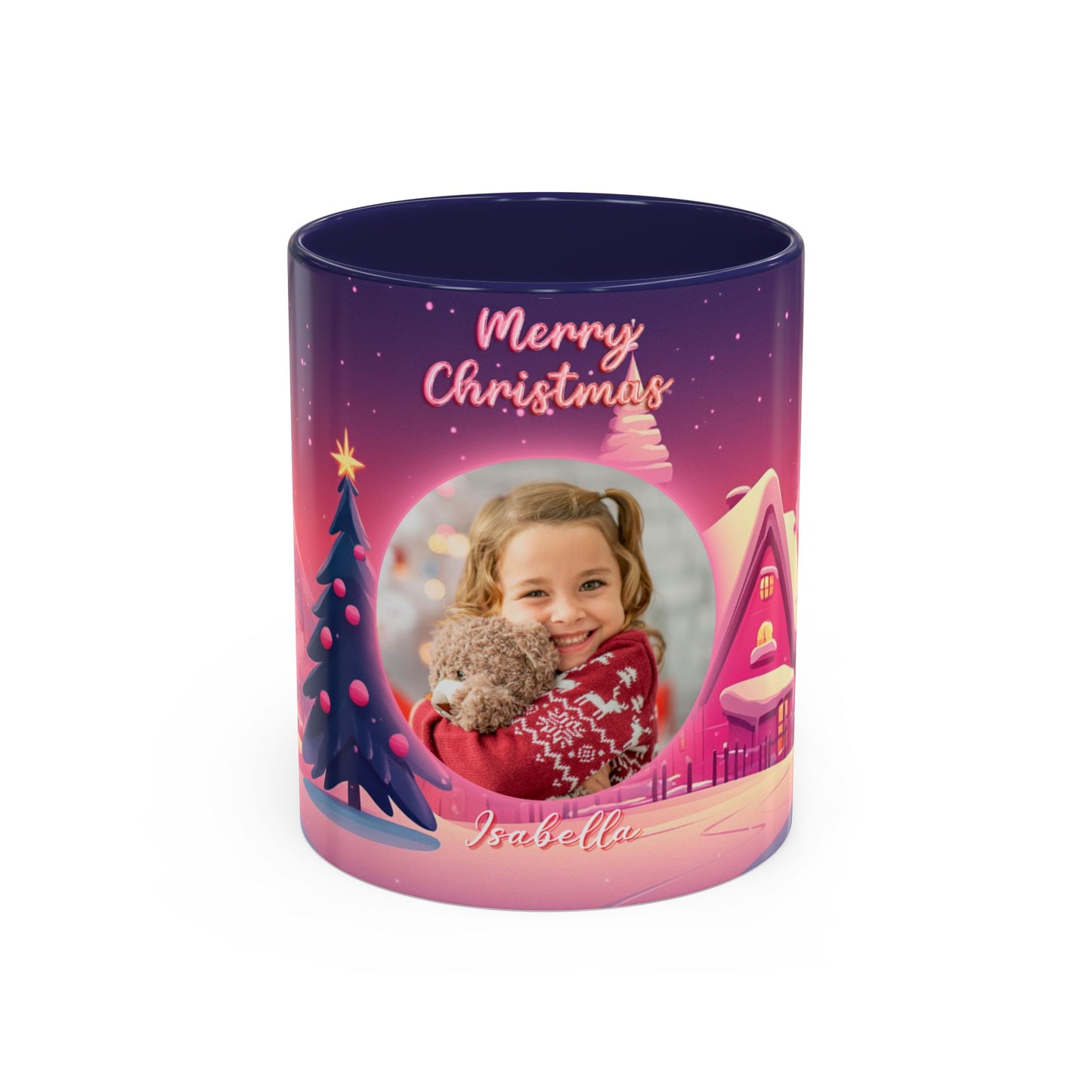 Isabella, Merry Christmas, For Girls, Customisable - Accent Coffee Mug (11, 15oz) - 10147