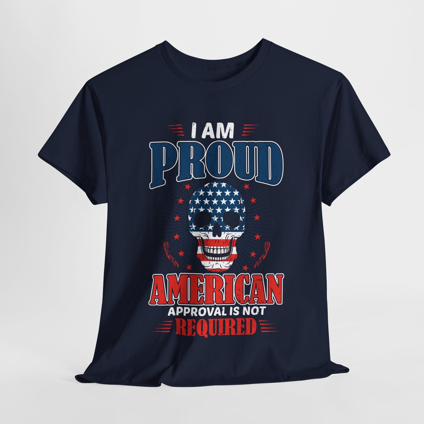 "I'm a Proud American" Unisex Heavy Cotton Tee, Patriotic Shirt, Independence Day Apparel, Casual Wear, Gift for Veterans - 13637