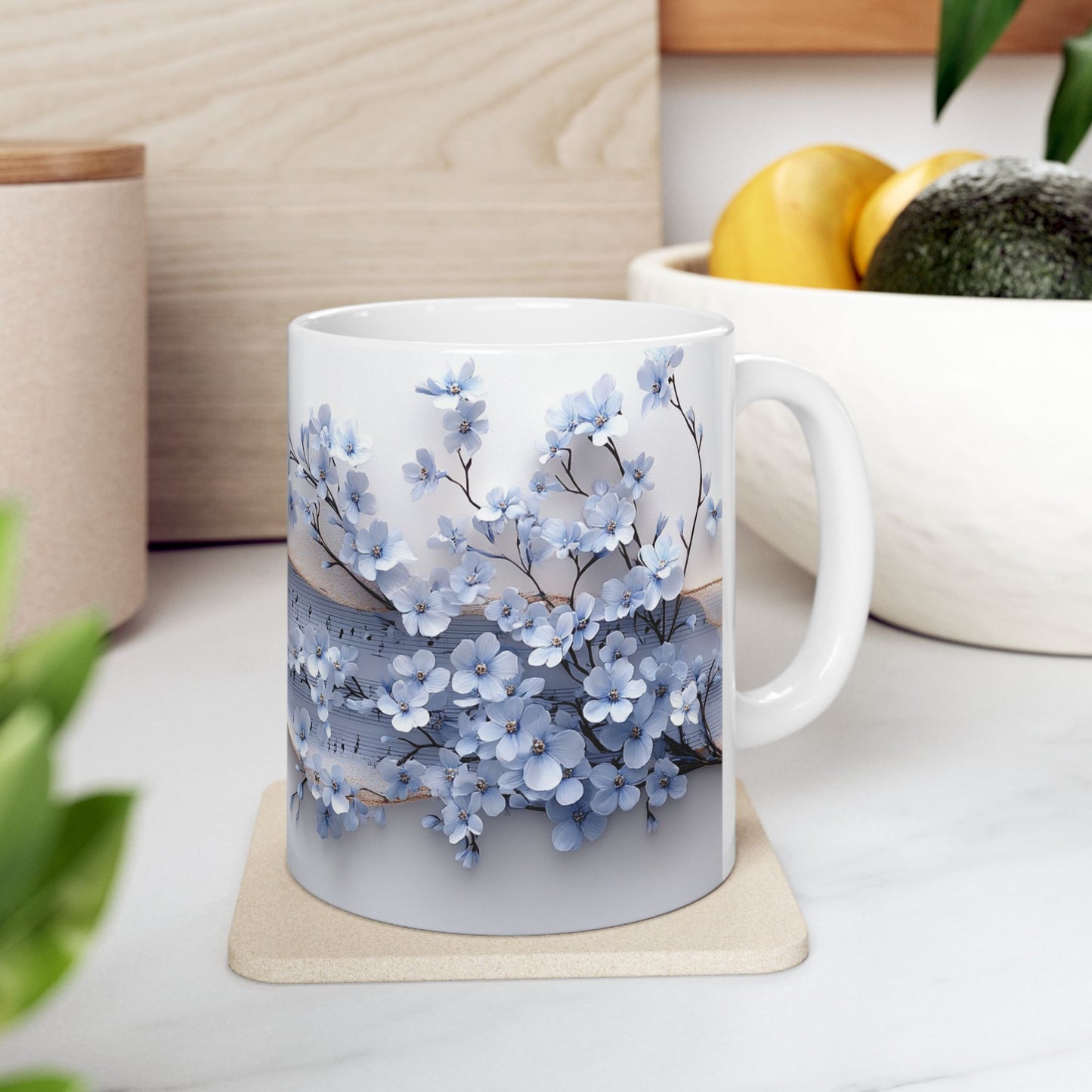 Beautiful Flowers & Bird, Vintage - Ceramic Mug, (11oz, 15oz) - 11482