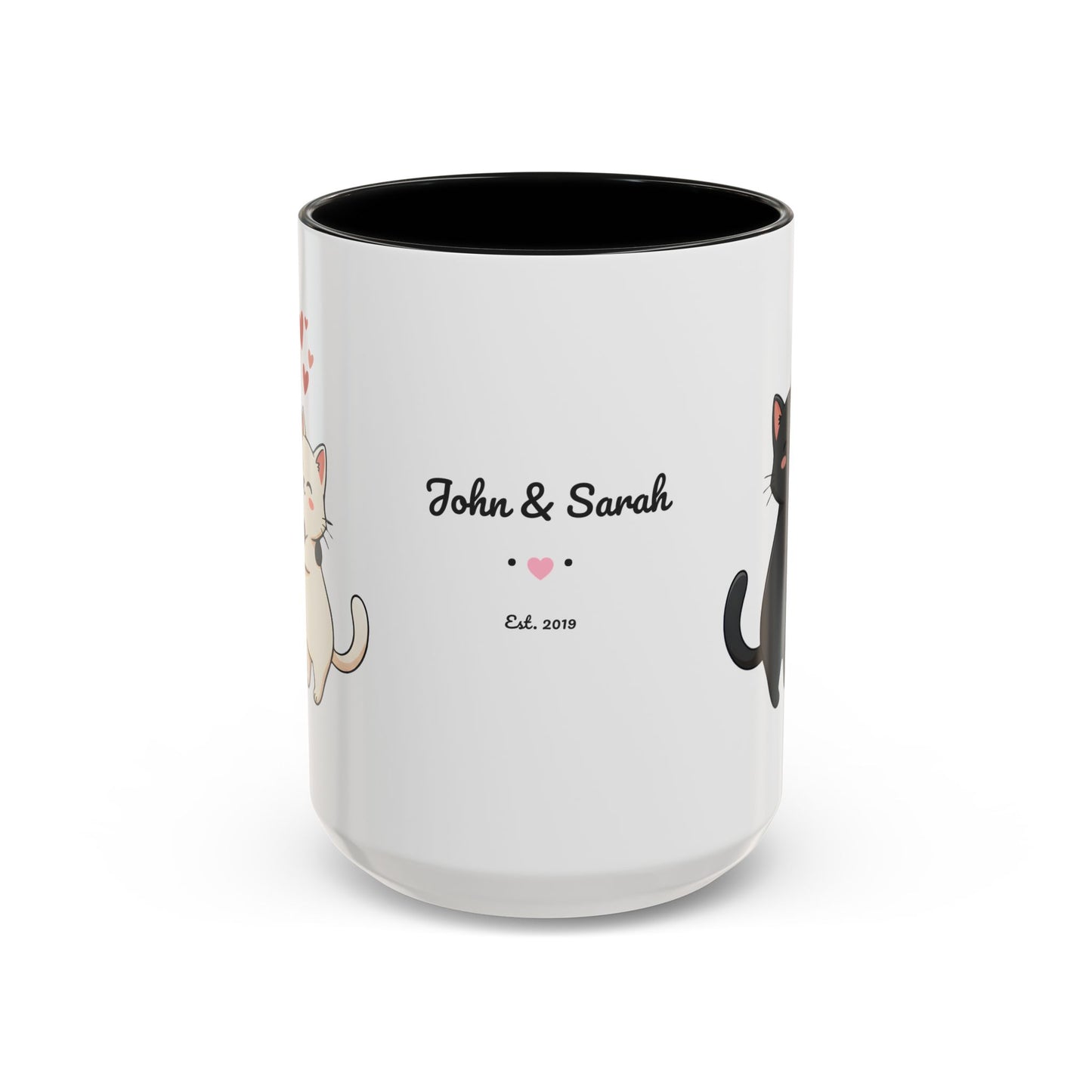 Cute Cats Personalized Mug — Custom Names & Established Date | Couple Valentine Gift (11oz / 15oz) - 14752