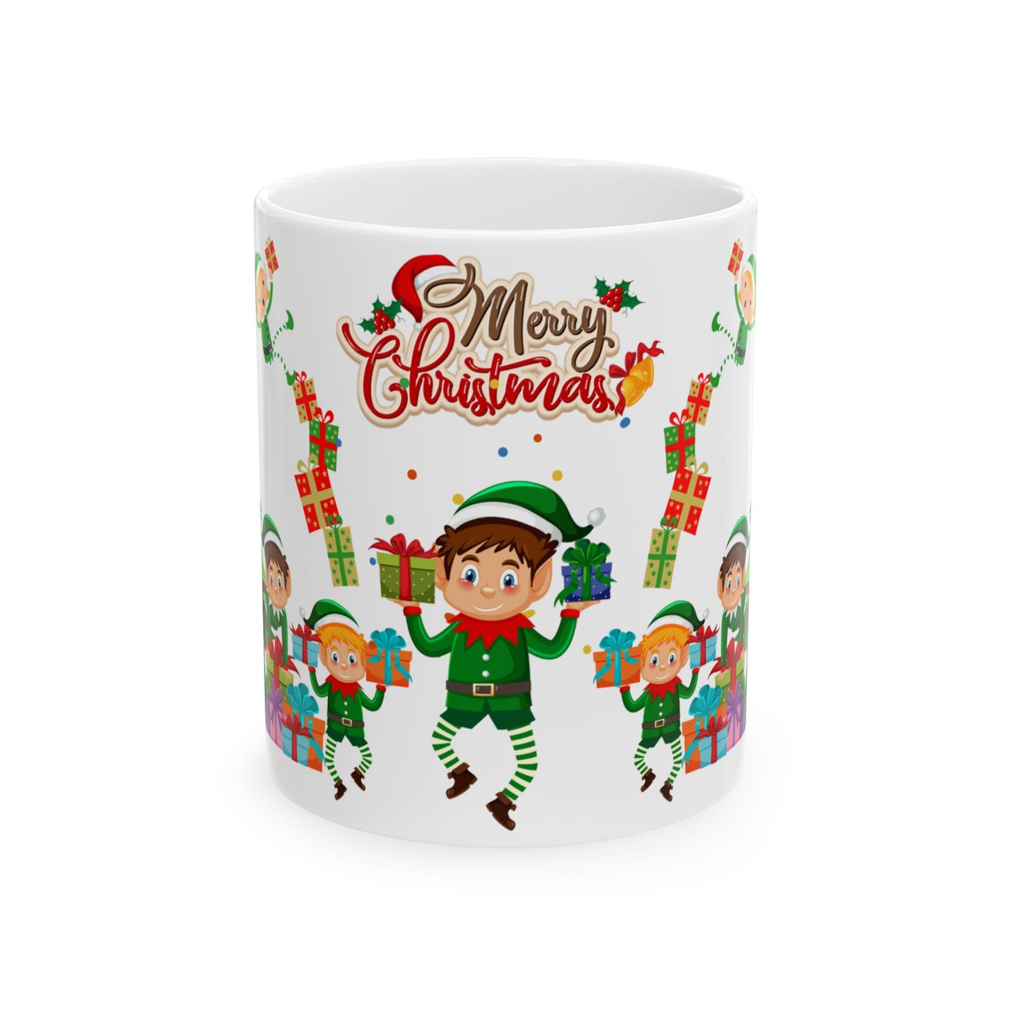 Little Elves with Christmas Gifts - Ceramic Mug, (11oz, 15oz) - 10293