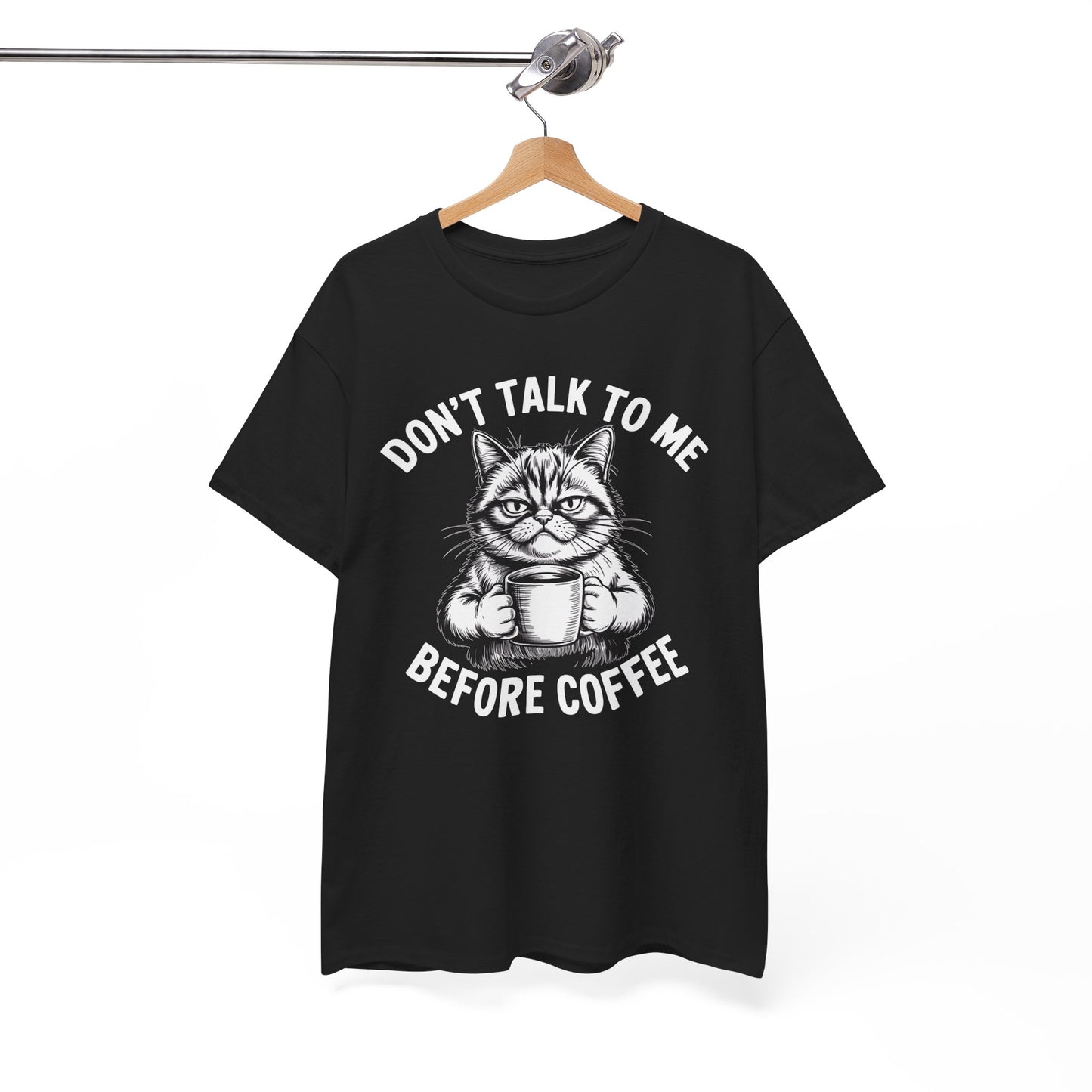 Funny Cat Coffee T-Shirt – “Don’t Talk To Me Before Coffee” Graphic Tee | Cute Grumpy Cat Shirt Gift - 14842