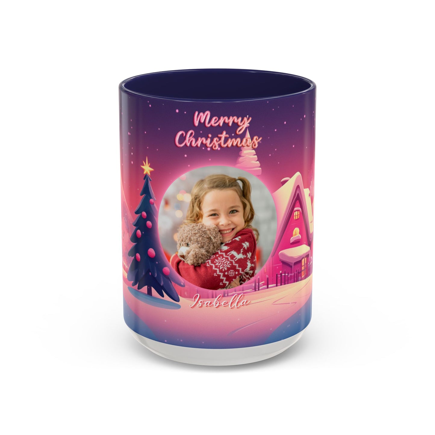 Isabella, Merry Christmas, For Girls, Customisable - Accent Coffee Mug (11, 15oz) - 10147