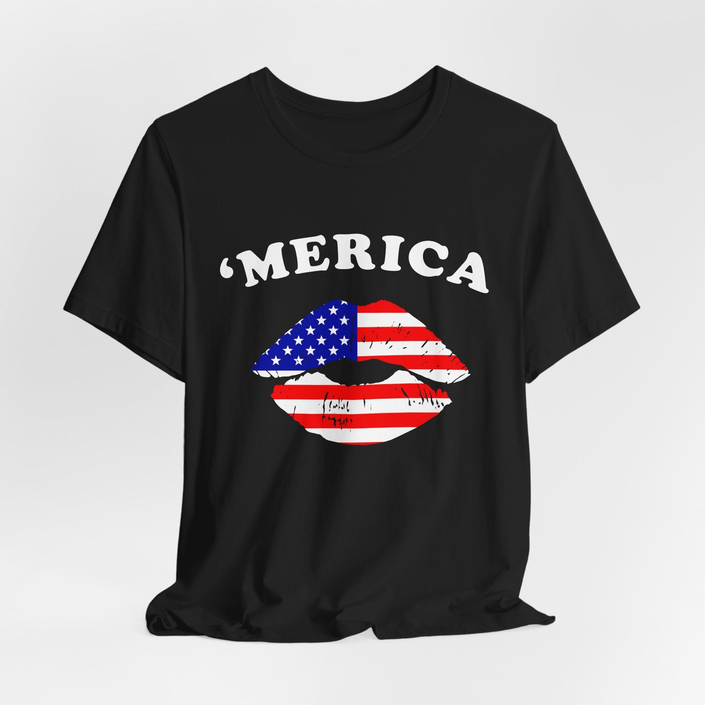 'Merica Unisex Jersey Tee, Patriotic Short Sleeve Shirt, USA Flag Design, Independence Day Apparel, Festival Wear, Summer Casual - 13519