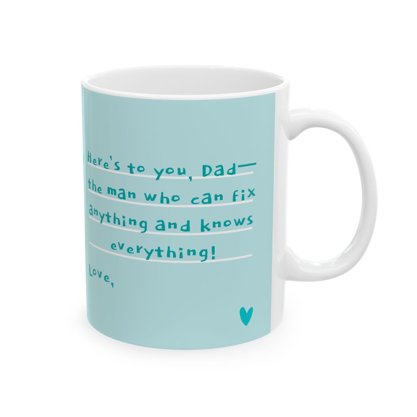 Personalized Father's Day Mug, Gift for Dad, Custom Ceramic Cup for Him, Coffee Lover Present, Heartfelt Message - 14032