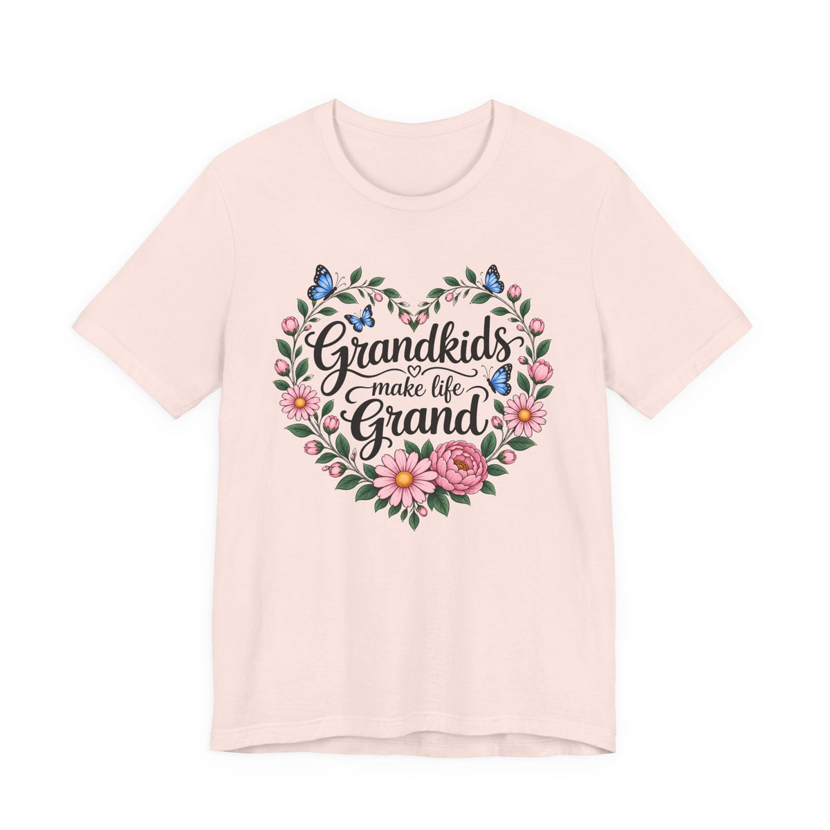 Grandkids Make Life Grand Floral T-Shirt,  Grandma Gift Tee - 14989