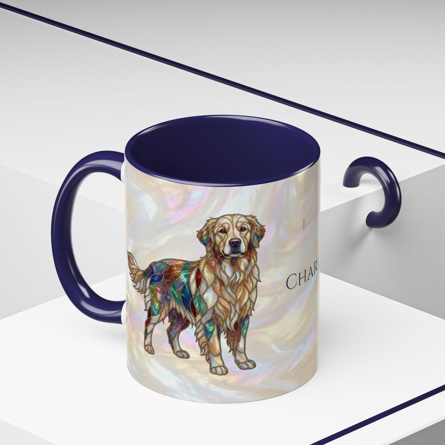 Personalized Golden Retriever Coffee Mug - Stained Glass Design 11/15oz - 14534