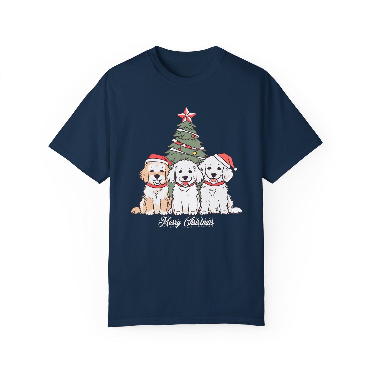 Puppies, Merry Christmas - Unisex Garment-Dyed T-shirt - 10280