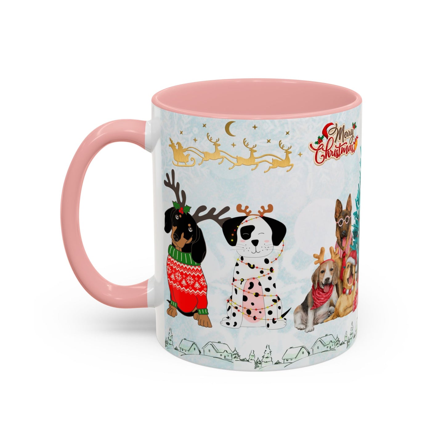 Merry Christmas Dogs - Accent Coffee Mug (11, 15oz)