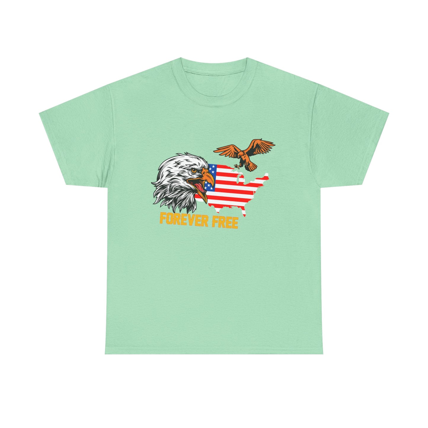 Unisex Heavy Cotton Tee with "Forever Free" Design - Perfect for Patriotic Events, July 4th Celebrations, Gifts, Summer Wear, Casual Outfits - 13692