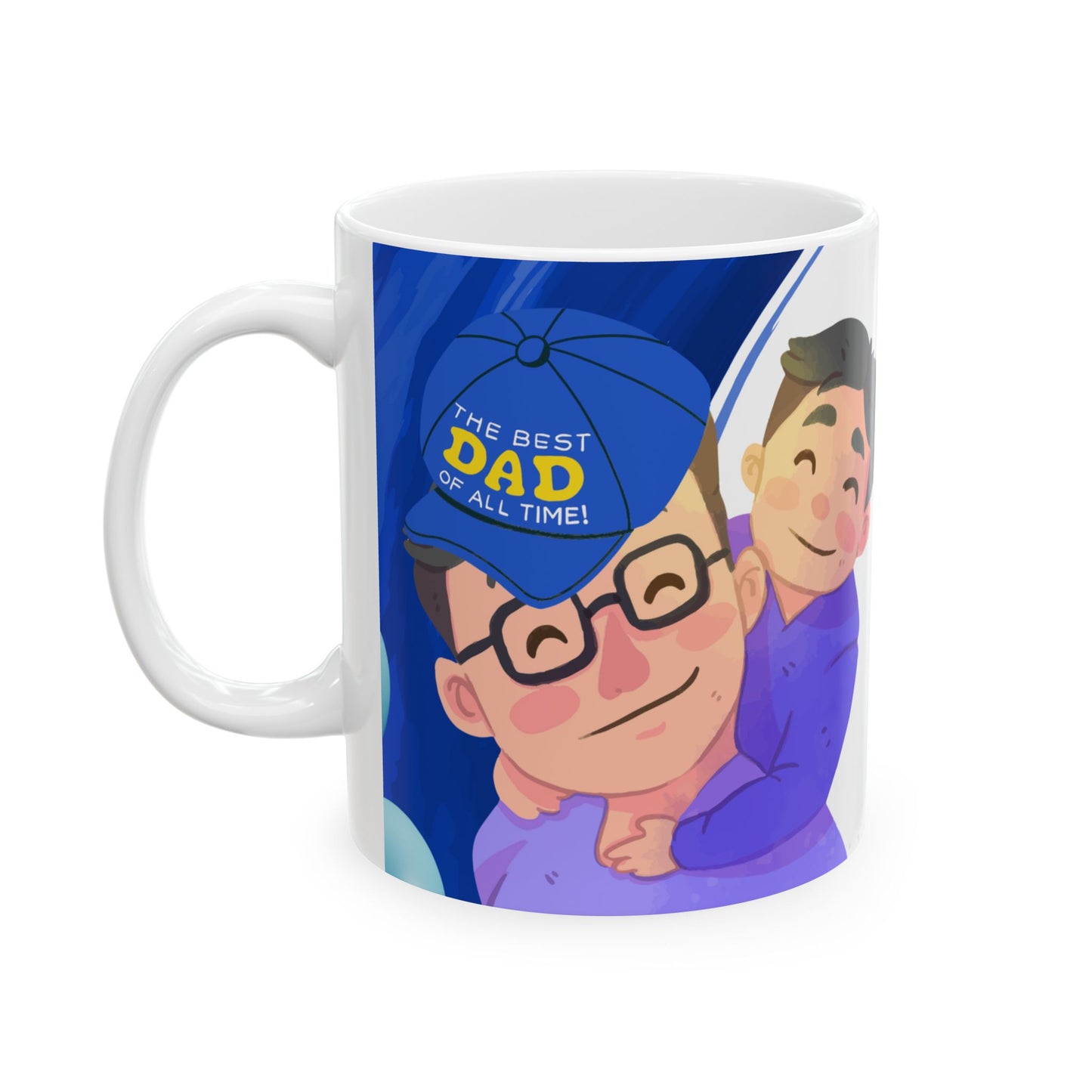 Father's Day Ceramic Mug, Best Dad Ever Gift, Cute Dad Coffee Cup, Blue Themed Dad Mug, Fun Father's Day Present - 14038