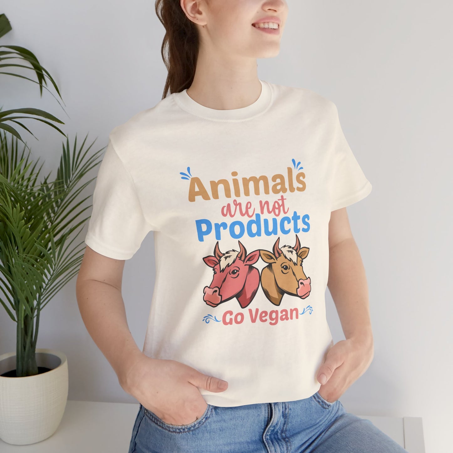Vegan: Animals Are Not Products, Go Vegan - Unisex Jersey Short Sleeve Tee - 12353