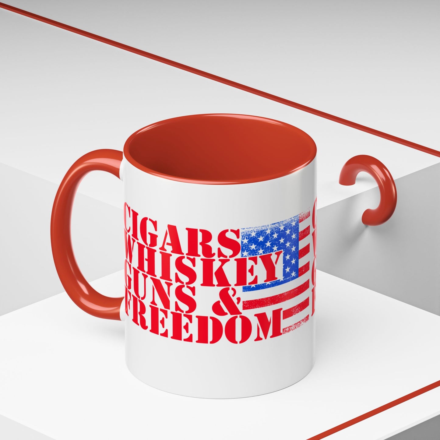 Patriotic Coffee Mug - Perfect Gift for Freedom Lovers, Funny Quote Mug, Americana Drinkware, Whiskey and Cigars Mug - 13891