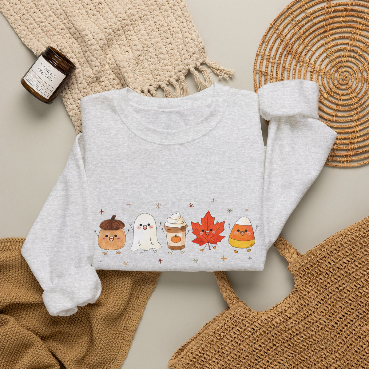 Cute Fall Harvest Sweatshirt, Ghost, Pumpkin Spice & Autumn Crewneck - 14534