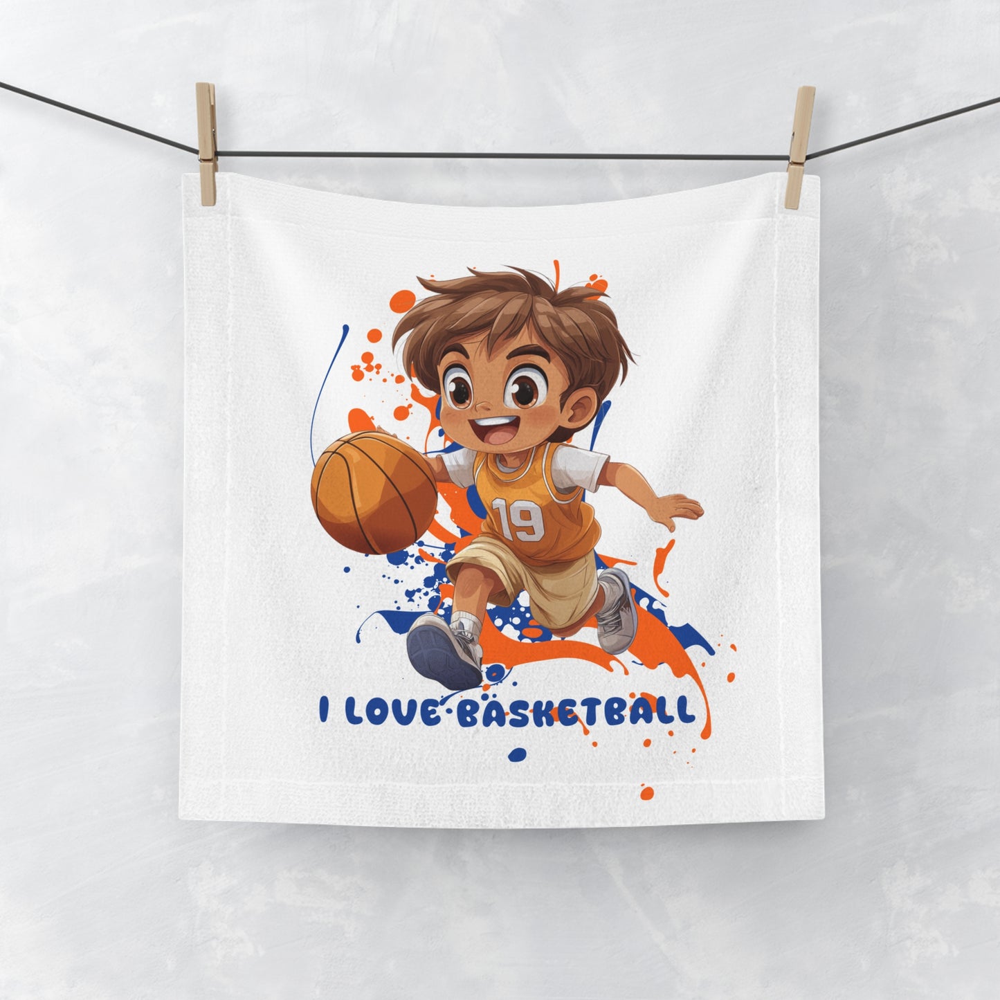 Kids: I Love Basketball - Face Towel