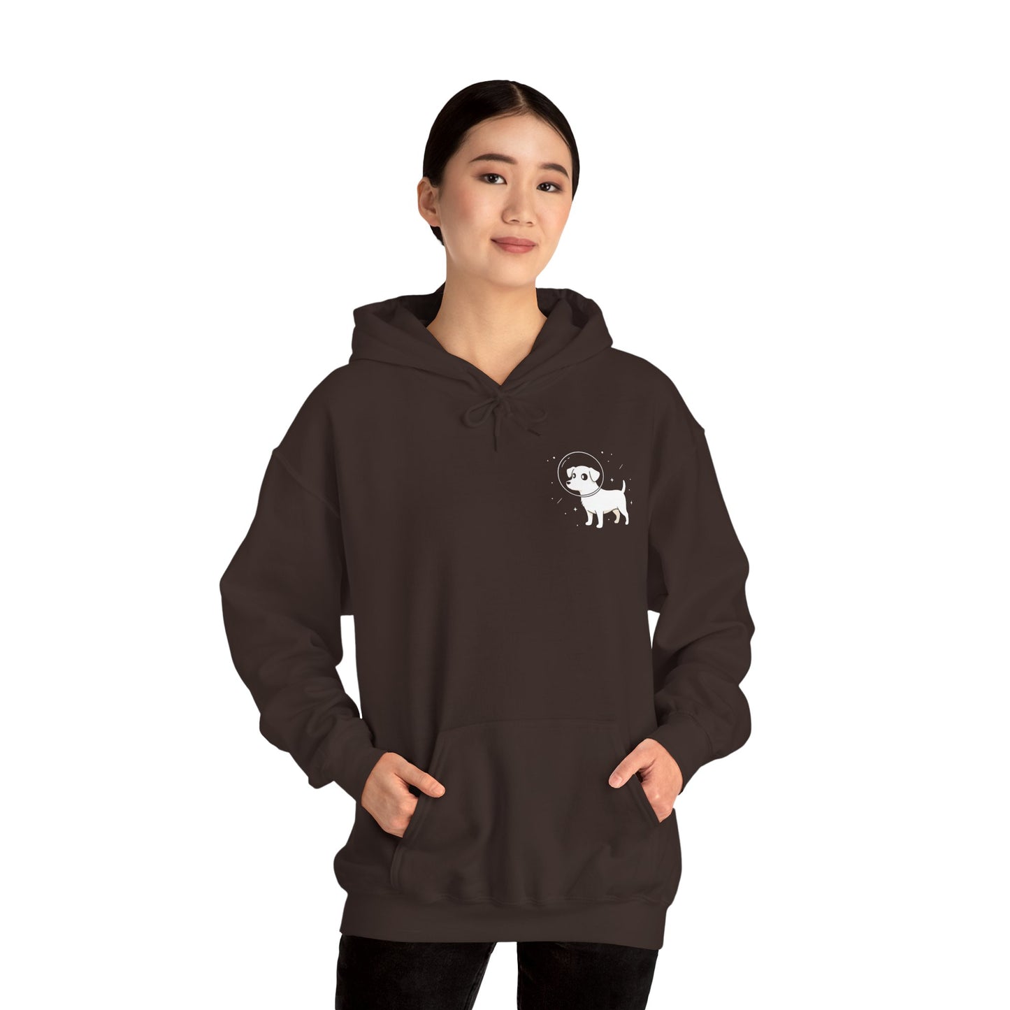 Dog in Space Hoodie – Space Puppy Graphic Hooded Sweatshirt, Unisex Heavy Blend™ - 14679