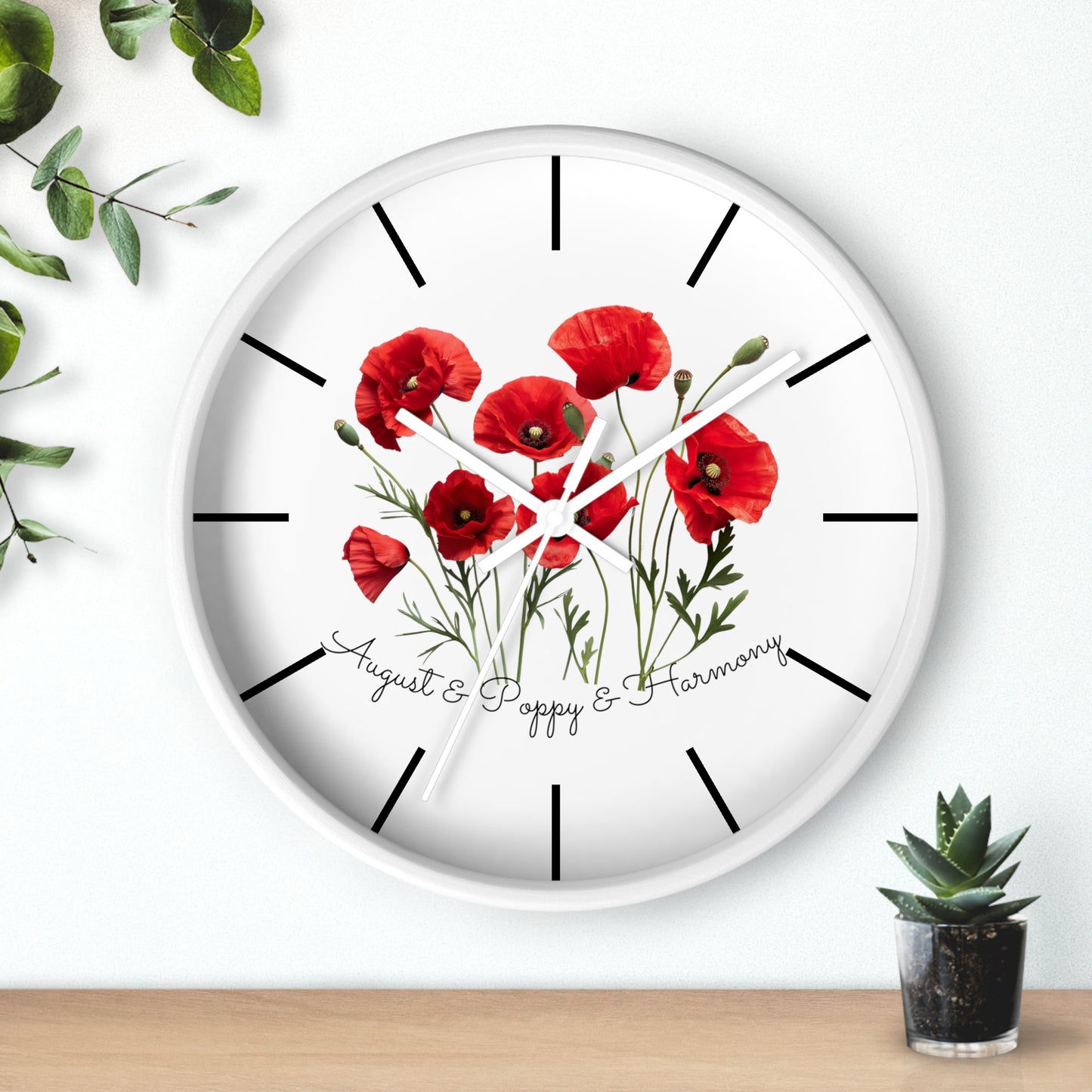 Happy Birthday August, Poppy - Wall Clock