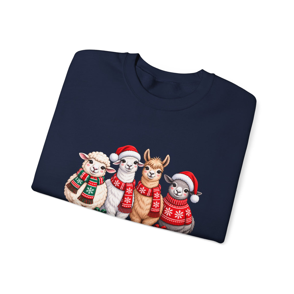 Festive Christmas Animal Friends Sweatshirt, Cute Sheep & Alpaca Holiday Crewneck - 14553