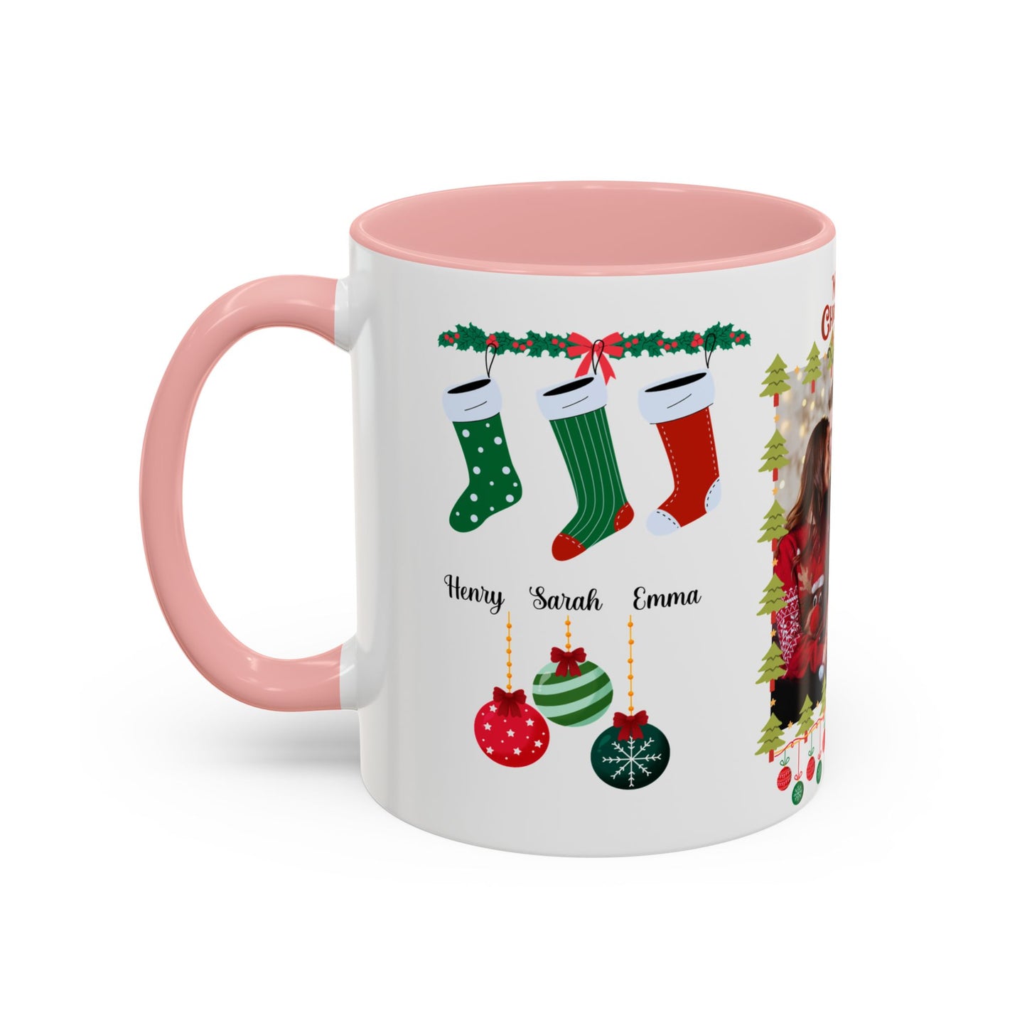 Christmas, Family Photo, Customizable, Accent Coffee Mug (11, 15oz)