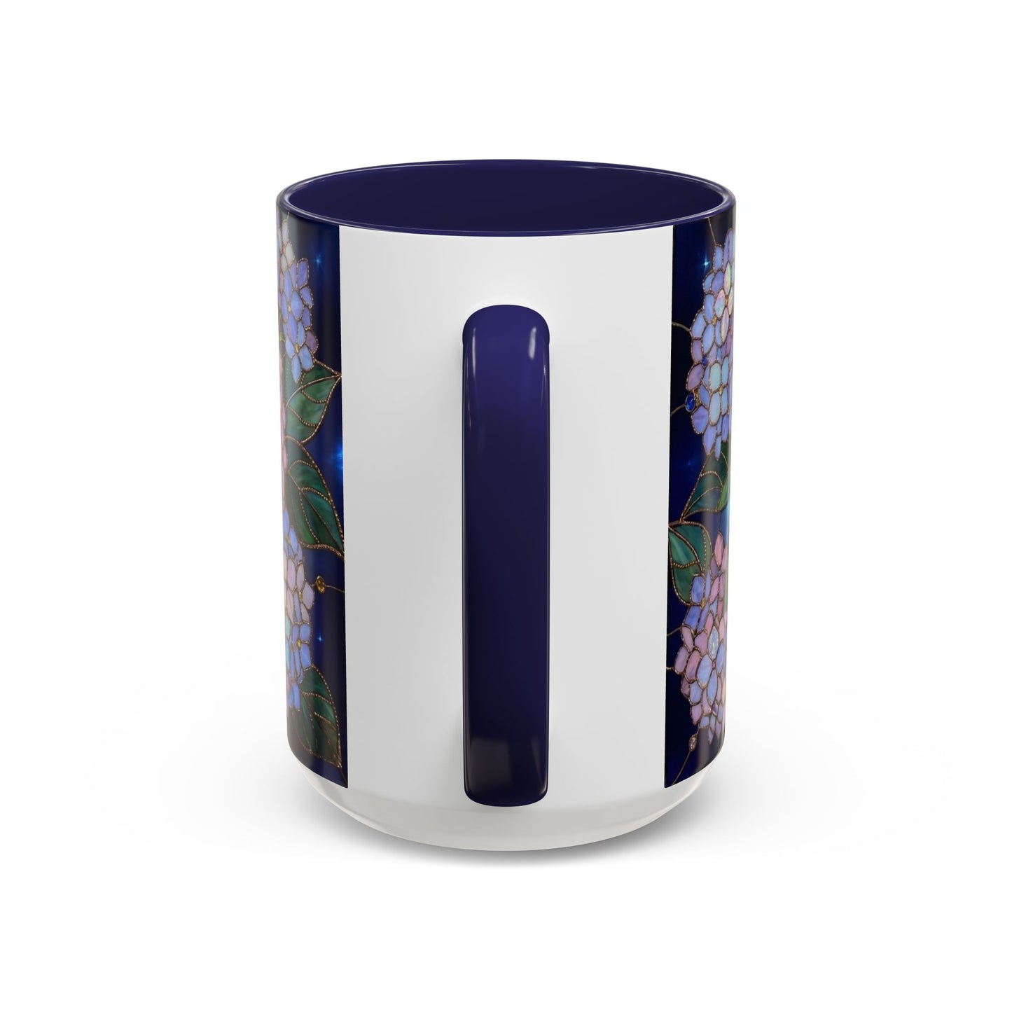 Hydrangea Floral Accent Coffee Mug — Stained Glass Design (11/15 oz) - 14571