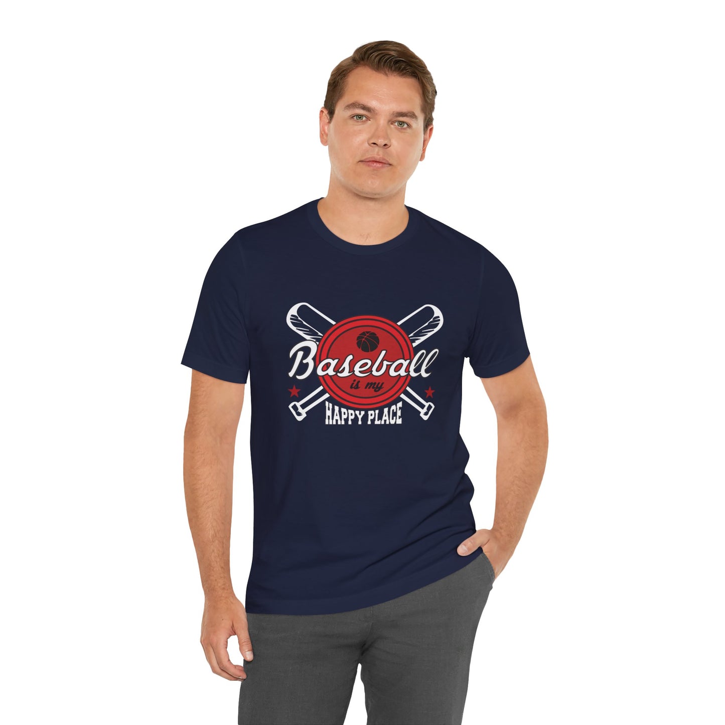 Baseball Is My Happy Place - Unisex Jersey Short Sleeve Tee