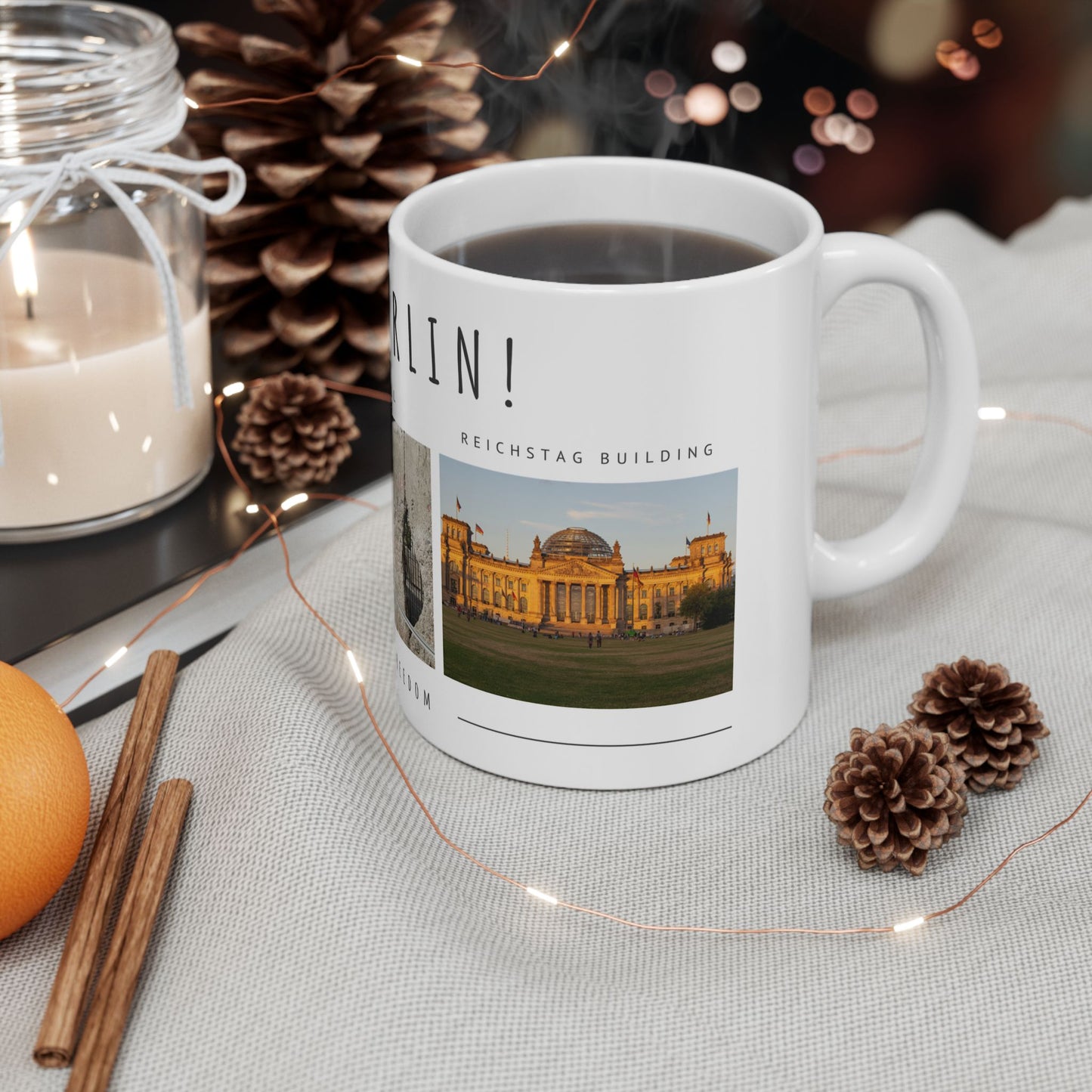 Hello Berlin! Ceramic Travel Mug with Cityscape Design - Perfect Gift for Travelers and History Lovers - 12015