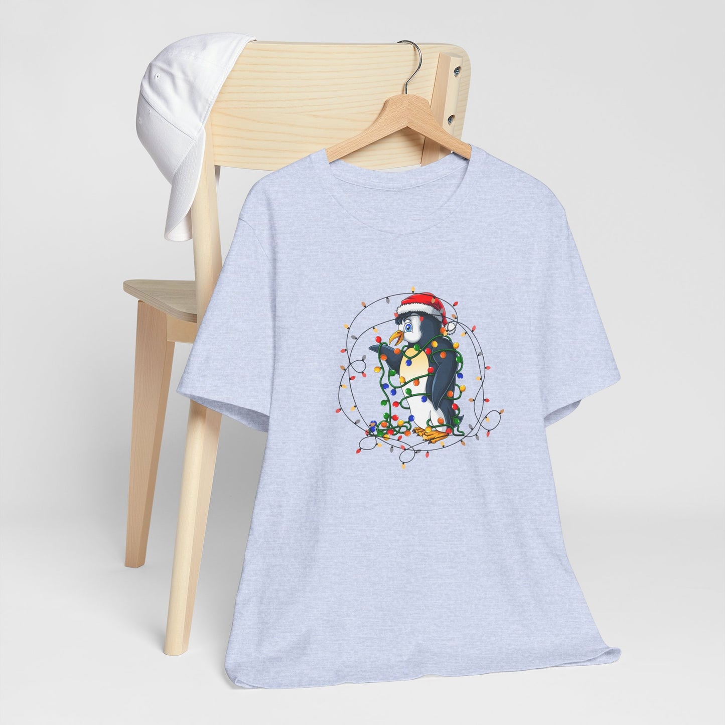 Penguin with Christmas Light - Unisex Jersey Short Sleeve Tee - 10407