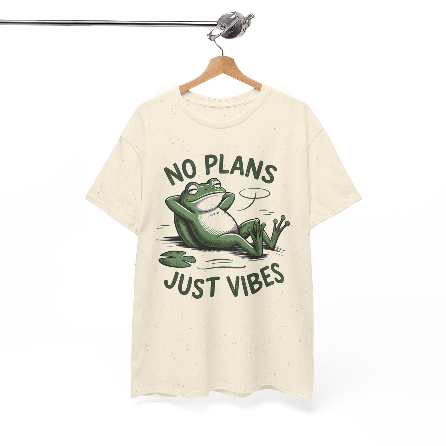 Funny Frog T-Shirt – “No Plans Just Vibes” Relaxed Graphic Tee - 14857