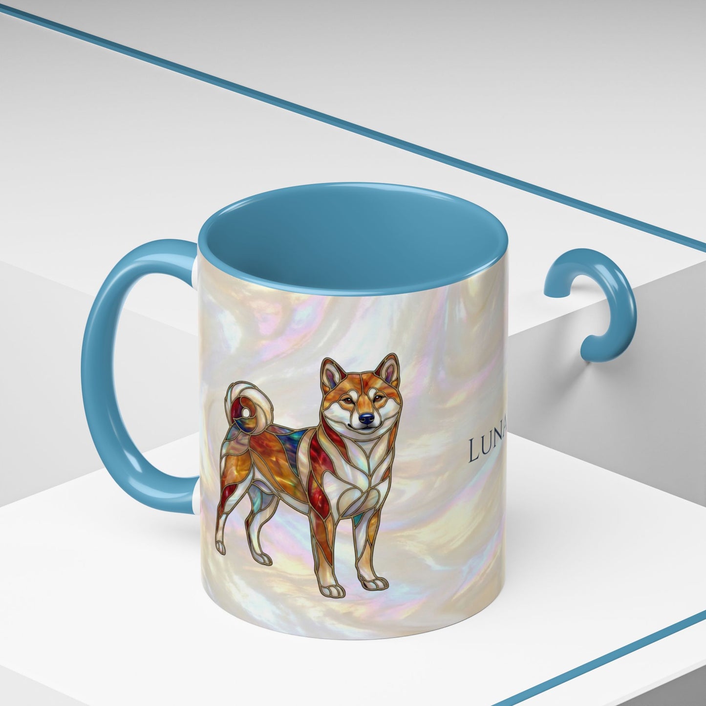 Shiba Inu Accent Coffee Mug – Stained Glass Design 11/15oz - 14646