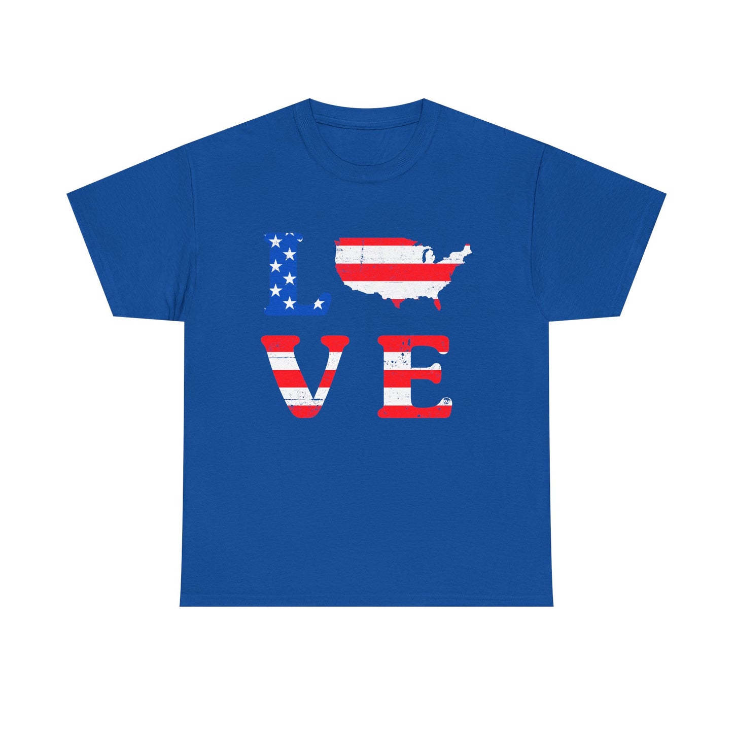 Patriotic Love Tee | Unisex Heavy Cotton T-Shirt, USA Love Shirt, 4th of July Gift, Casual Wear, Independence Day Apparel - 13696