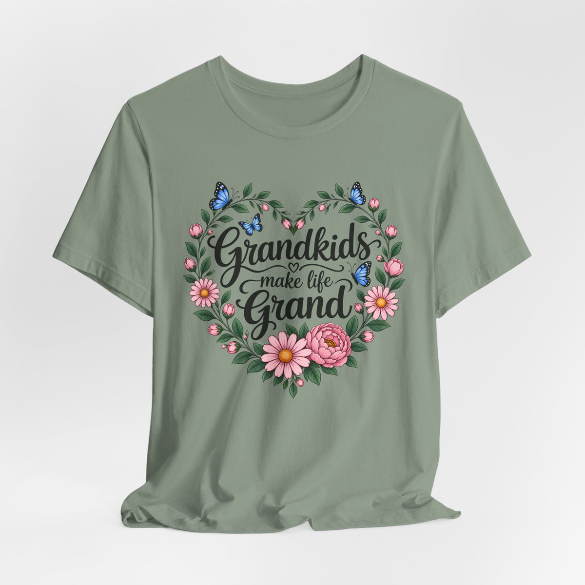 Grandkids Make Life Grand Floral T-Shirt,  Grandma Gift Tee - 14989