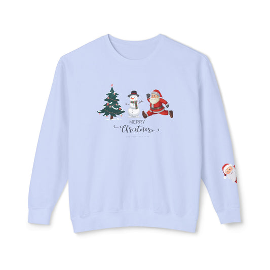 Christmas Tree, Snowman & Santa - Unisex Lightweight Crewneck Sweatshirt - 10392