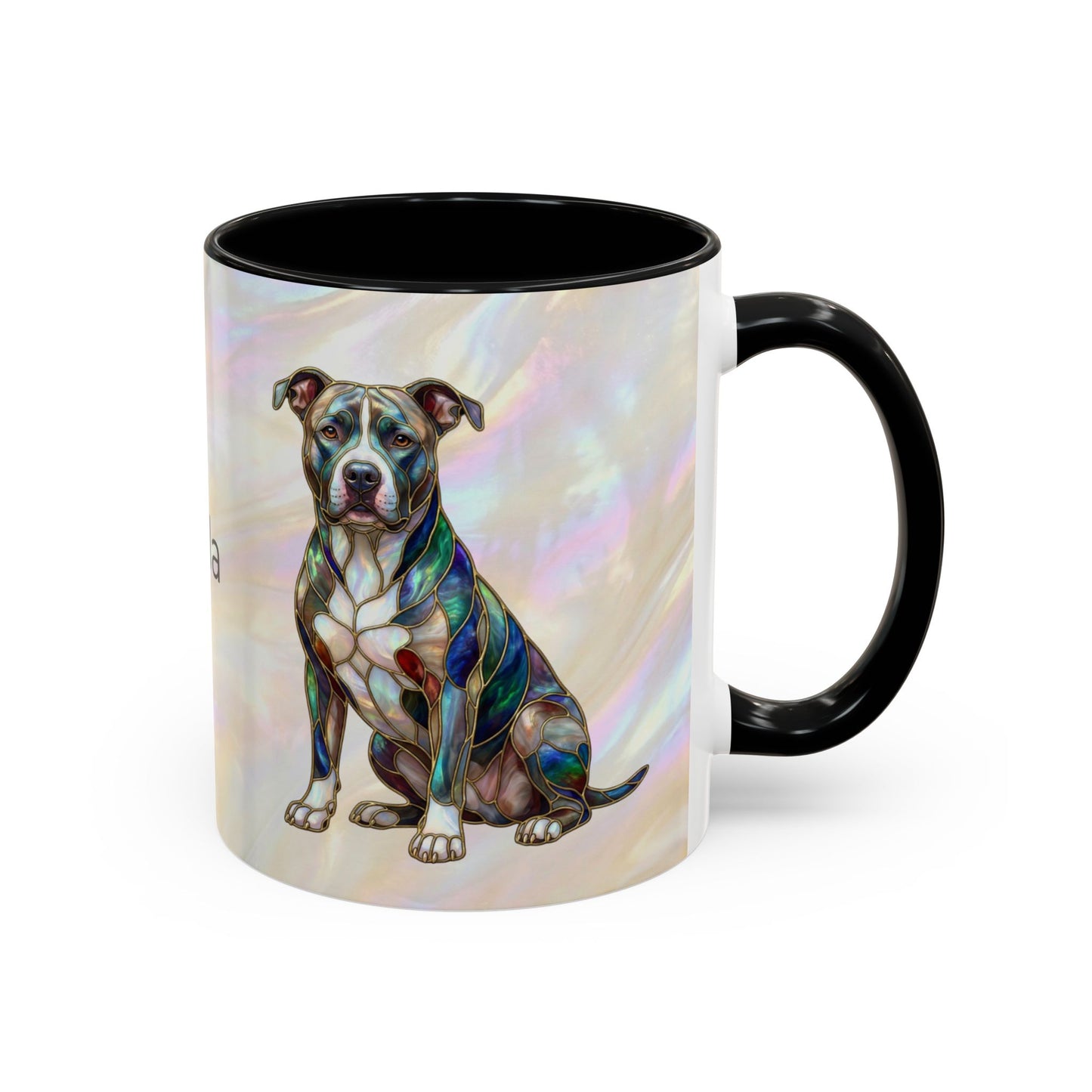 Pitbull Dog Accent Coffee Mug — Stained Glass Design (11/15oz) - 14536