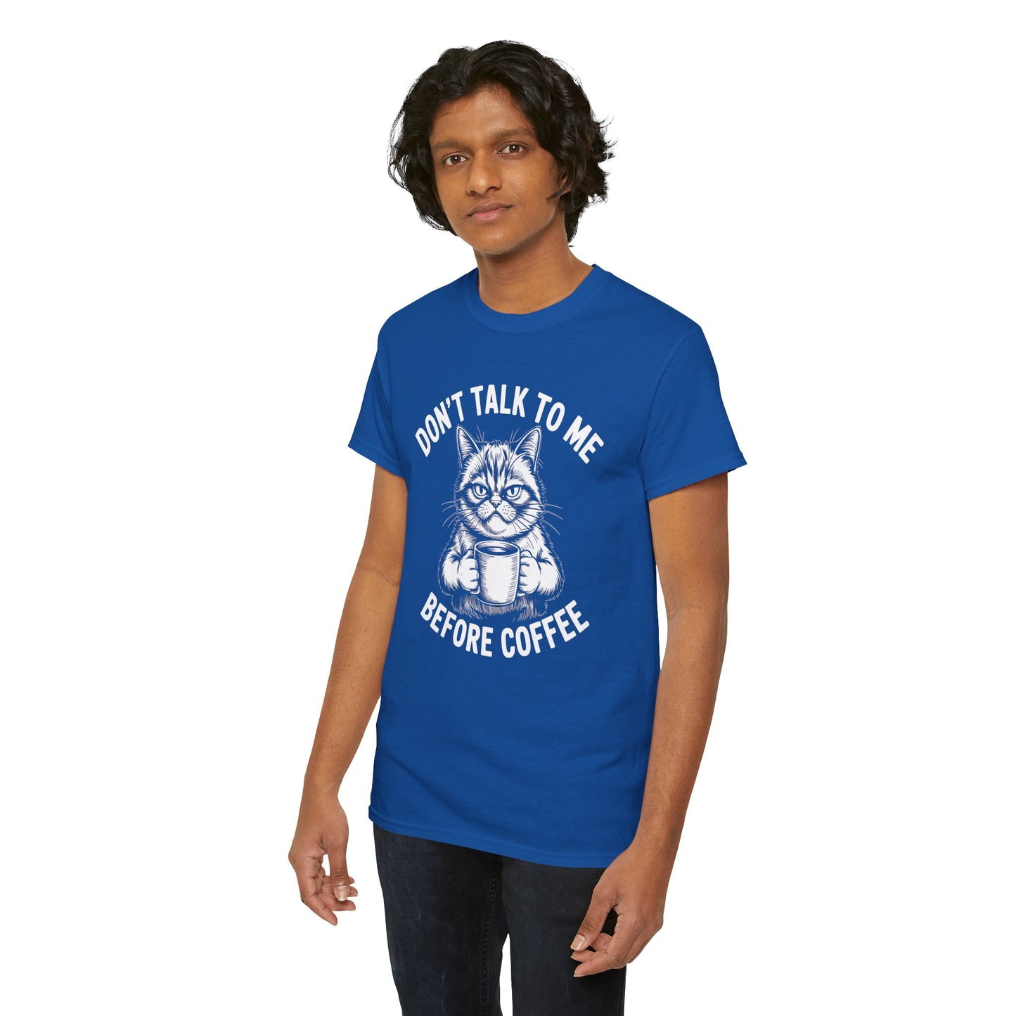 Funny Cat Coffee T-Shirt – “Don’t Talk To Me Before Coffee” Graphic Tee | Cute Grumpy Cat Shirt Gift - 14842