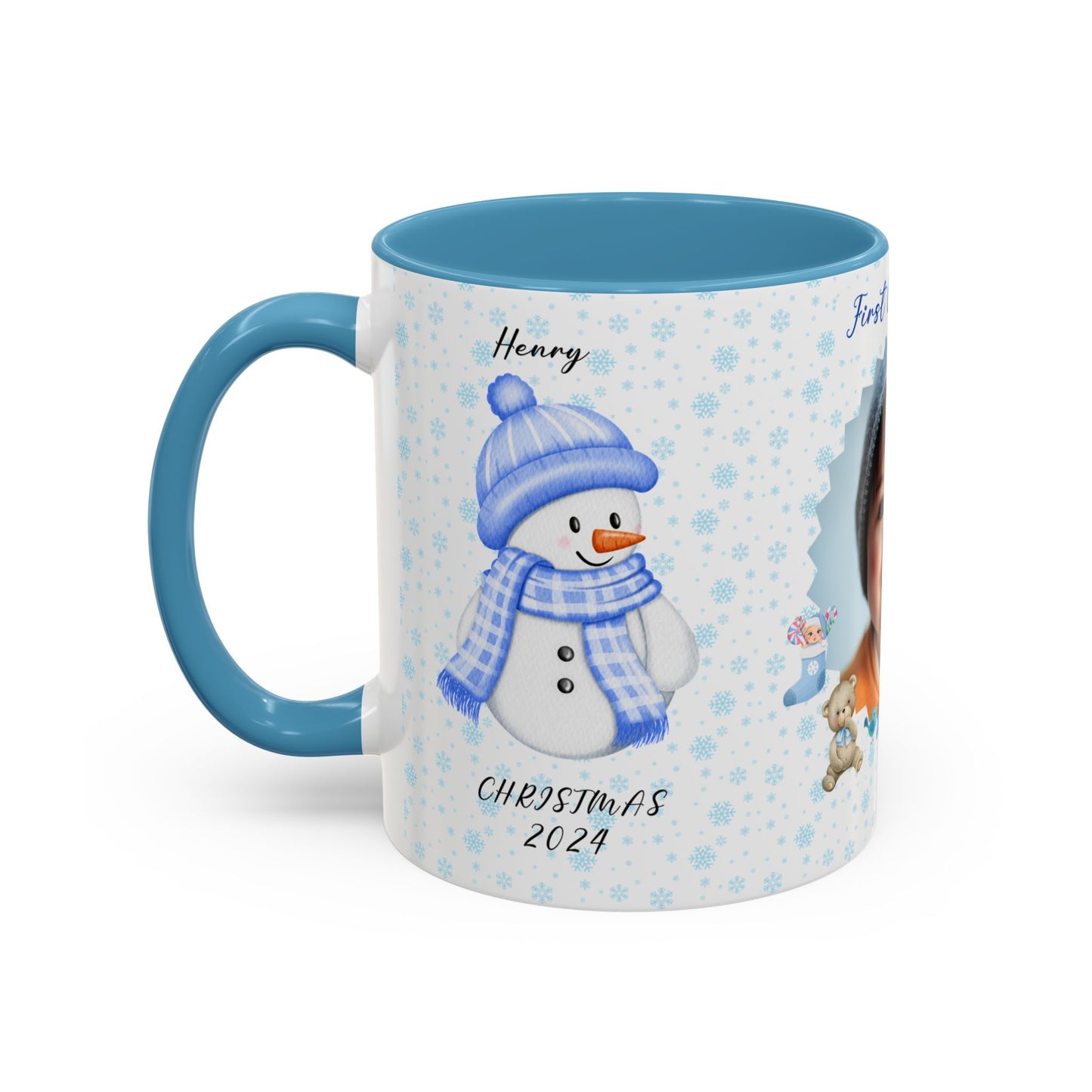 First Christmas, Baby boy, Customizable - Accent Coffee Mug (11, 15oz) - 10002