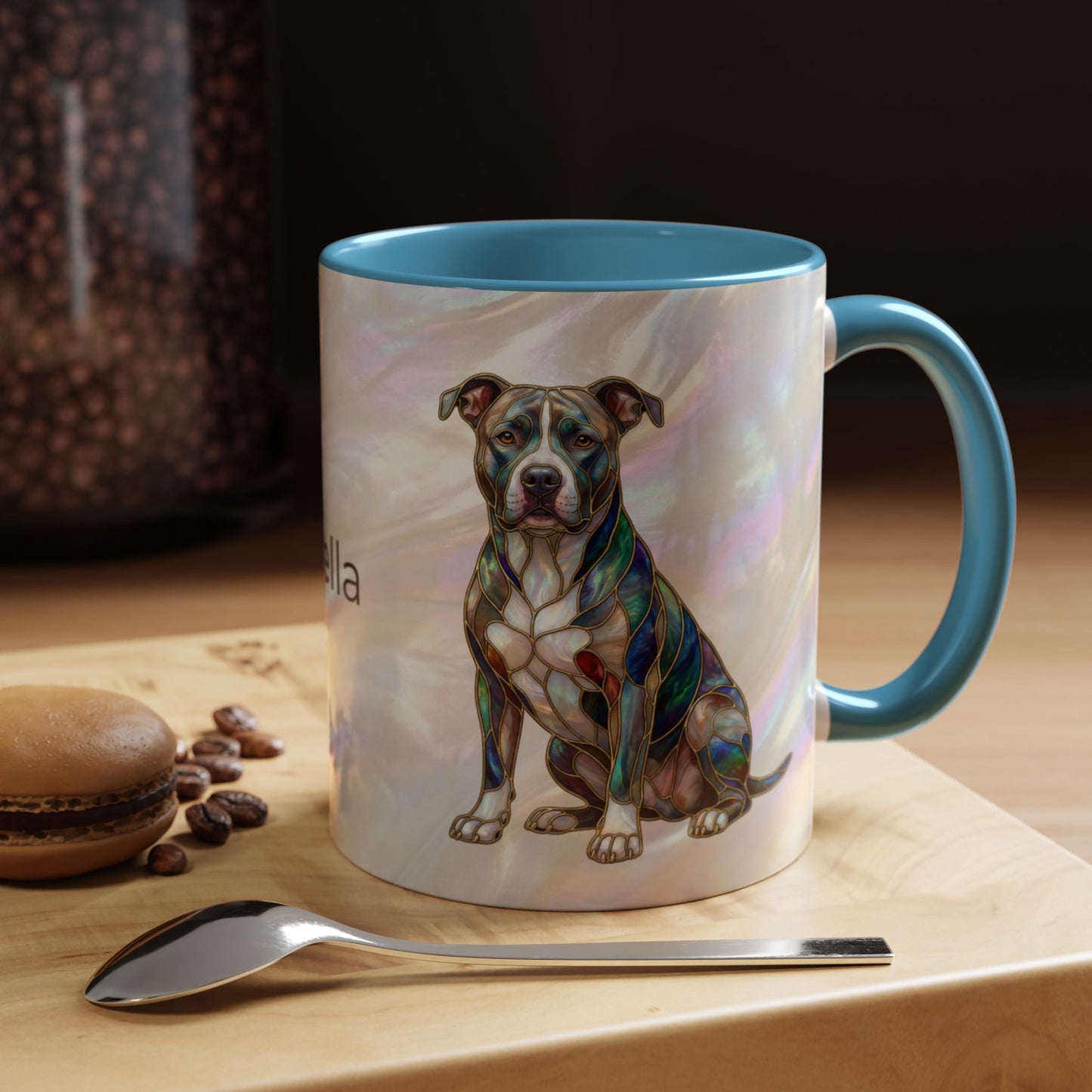 Pitbull Dog Accent Coffee Mug — Stained Glass Design (11/15oz) - 14536