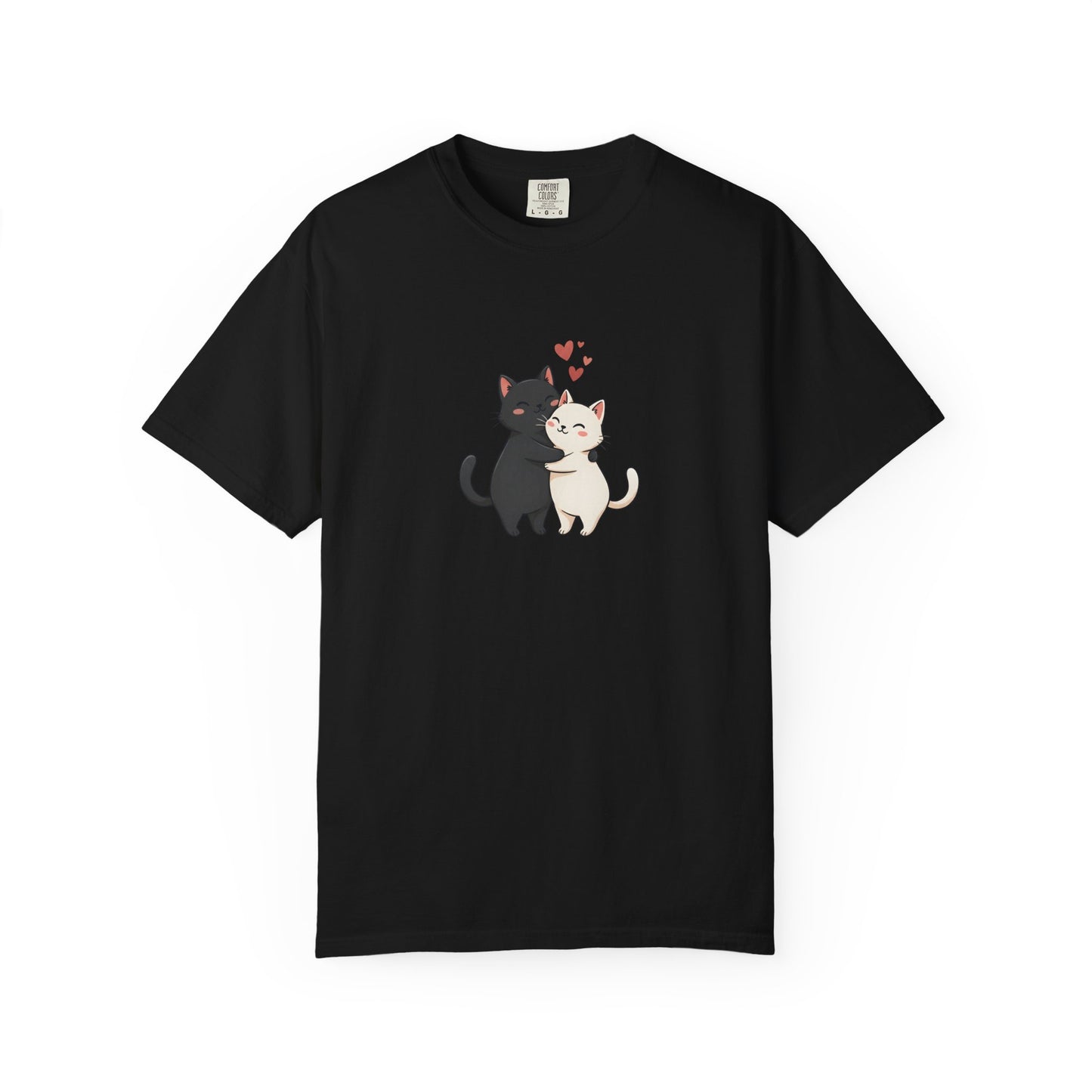 Cute Cats Valentine Graphic T-Shirt — Custom Placement & Size | Couple Gift - 14753