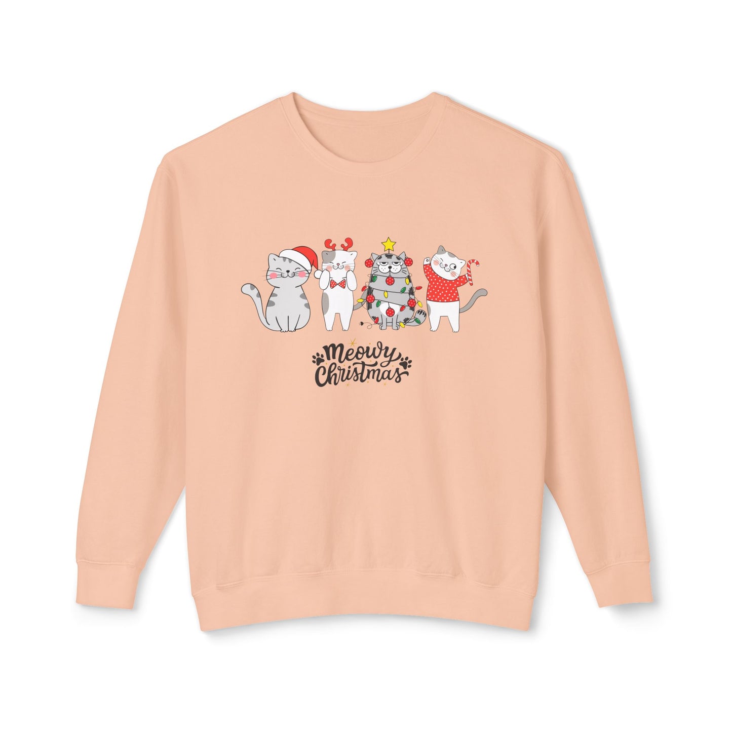 Meowy Christmas - Unisex Lightweight Crewneck Sweatshirt