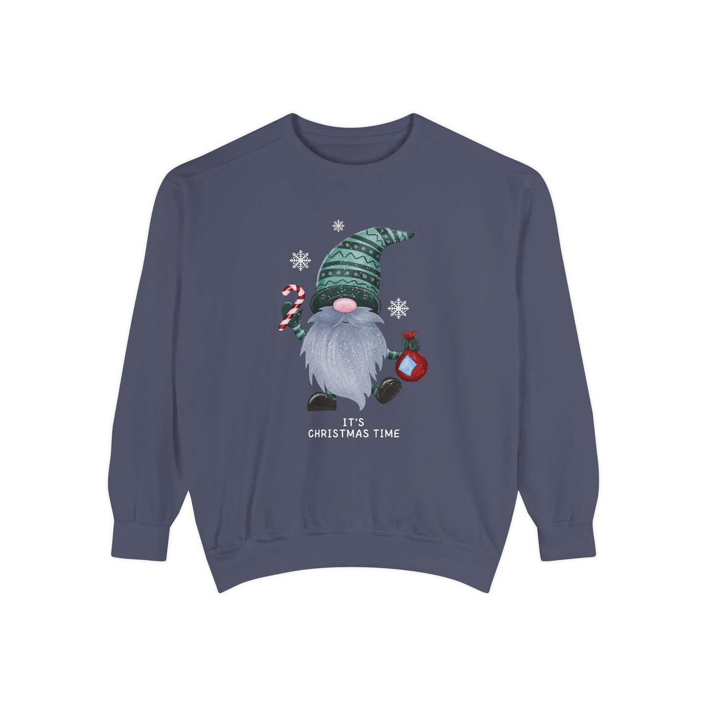 Gnome, It's Christmas Time - Unisex Garment Dyed Sweatshirt - 10507