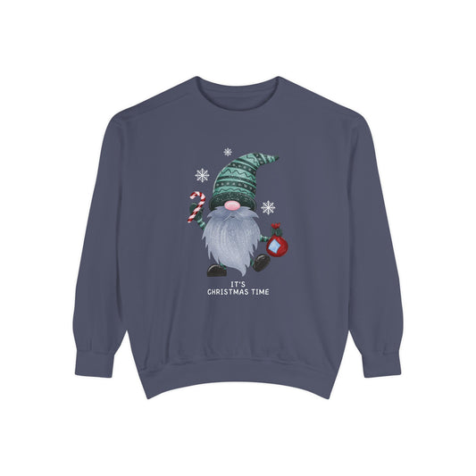 Gnome, It's Christmas Time - Unisex Garment Dyed Sweatshirt - 10507