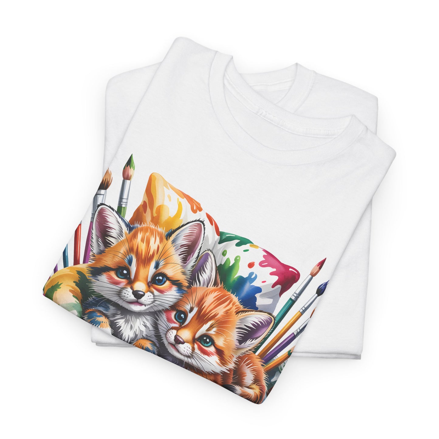 Artist Kittens T-Shirt — Cute Painting Cats Graphic Tee, Cat Lover Gift - 14866