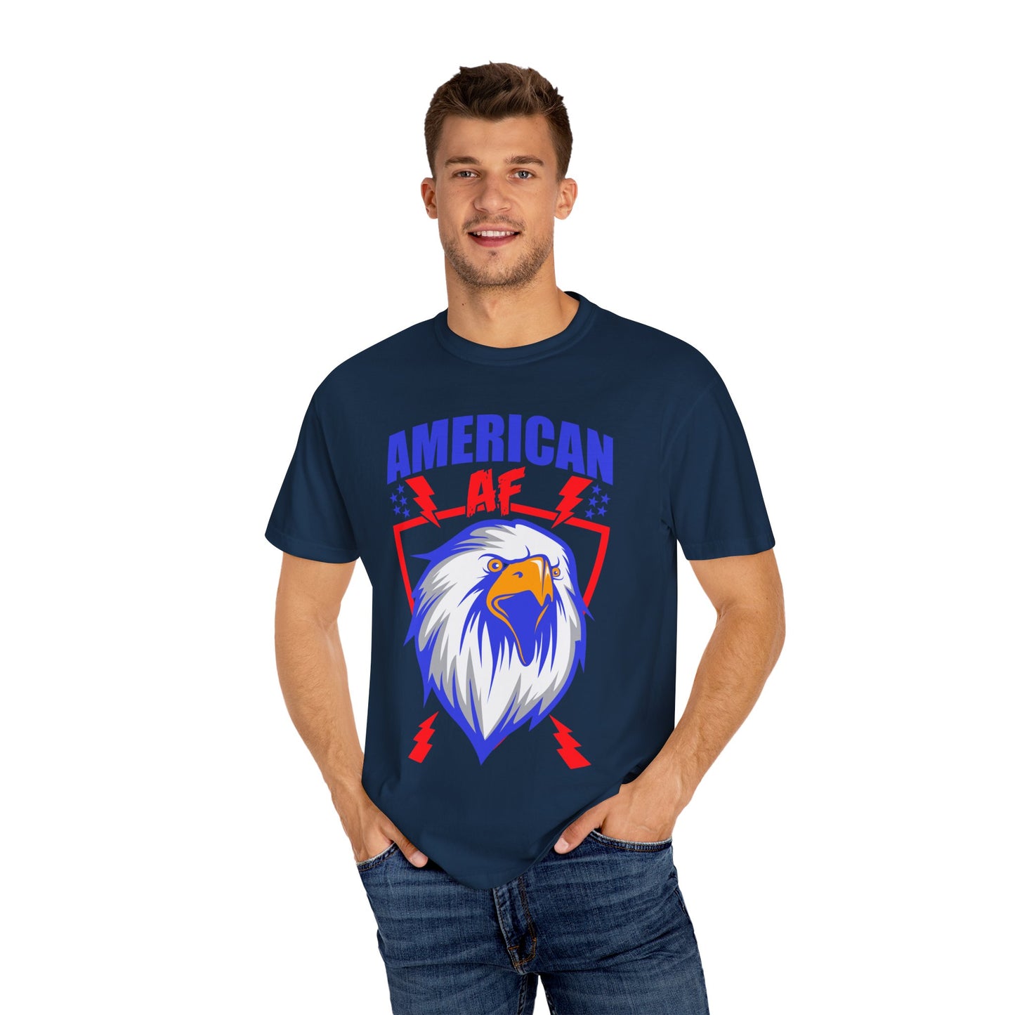 Patriotic Eagle T-Shirt, American AF Graphic Tee, Unisex Tee, 4th of July Shirt, Casual Wear, Gift for Patriots, Summer Style - 13731