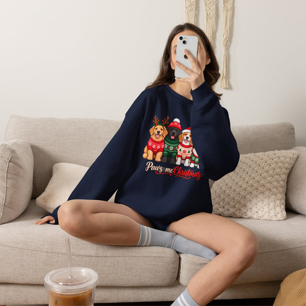 Pawsome Christmas Sweatshirt,  Cute Festive Dogs Crewneck - 14558