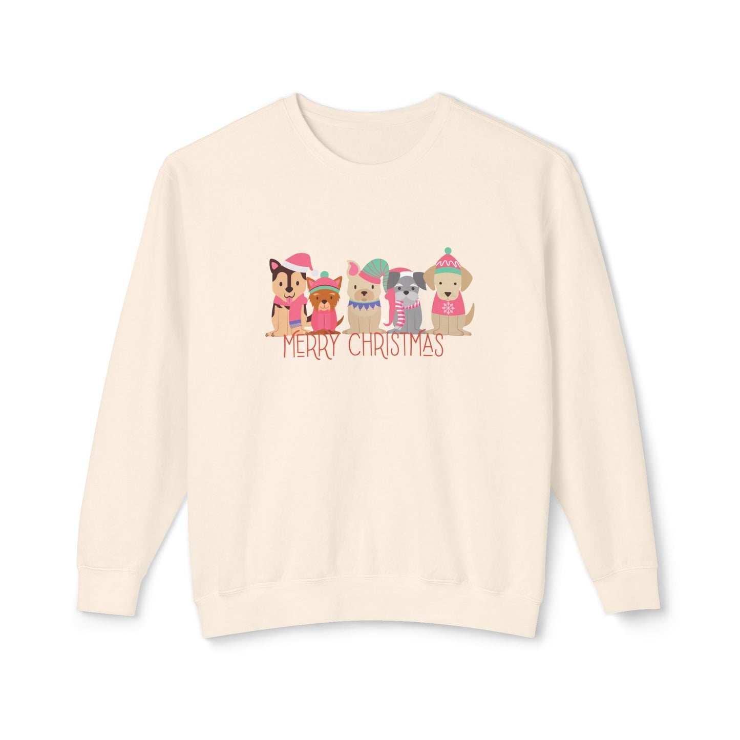 Puppies, Merry Christmas - Unisex Lightweight Crewneck Sweatshirt - 10267