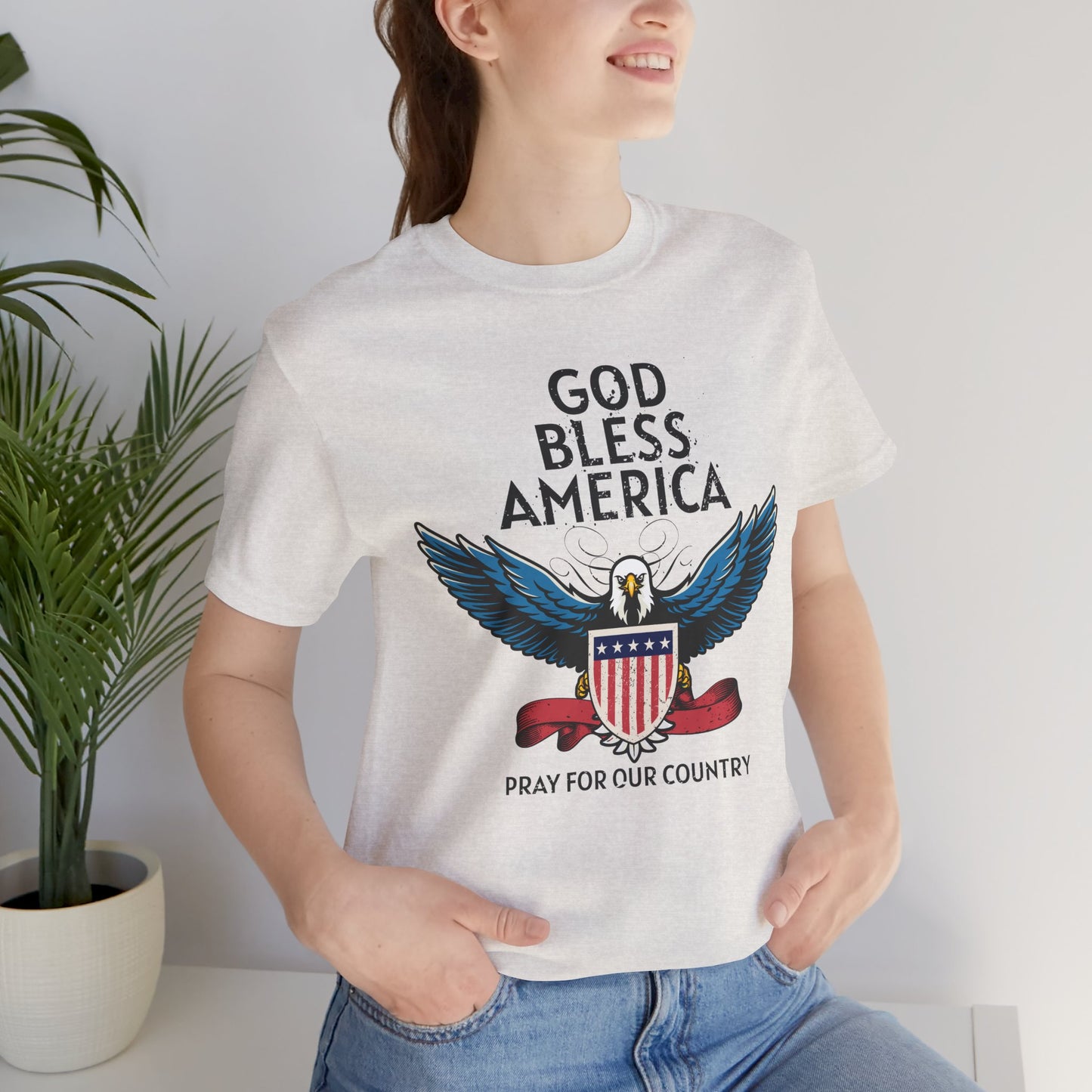 God Bless America Unisex Tee | Patriotic Shirt, American Eagle Design, Casual Wear, Independence Day, Gifts for Veterans - 13786