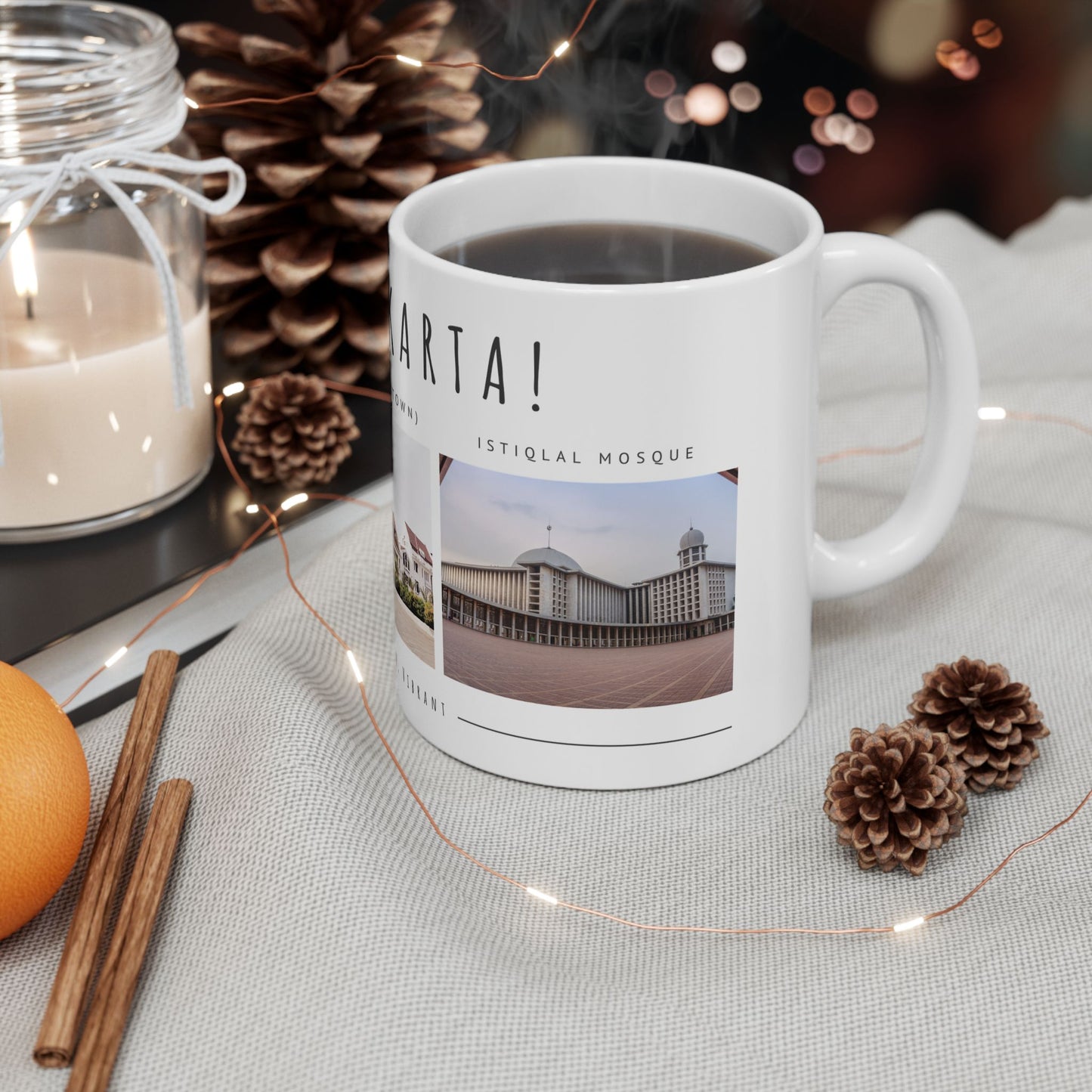 Hello Jakarta Ceramic Mug - 11oz & 15oz, Perfect for Travel Lovers & Home Decor - 12022