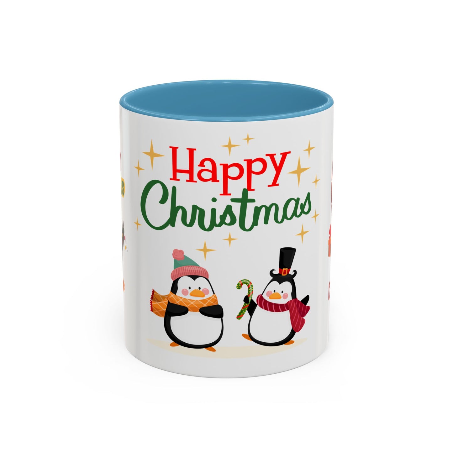 Penguins, Merry Christmas - Accent Coffee Mug (11, 15oz)