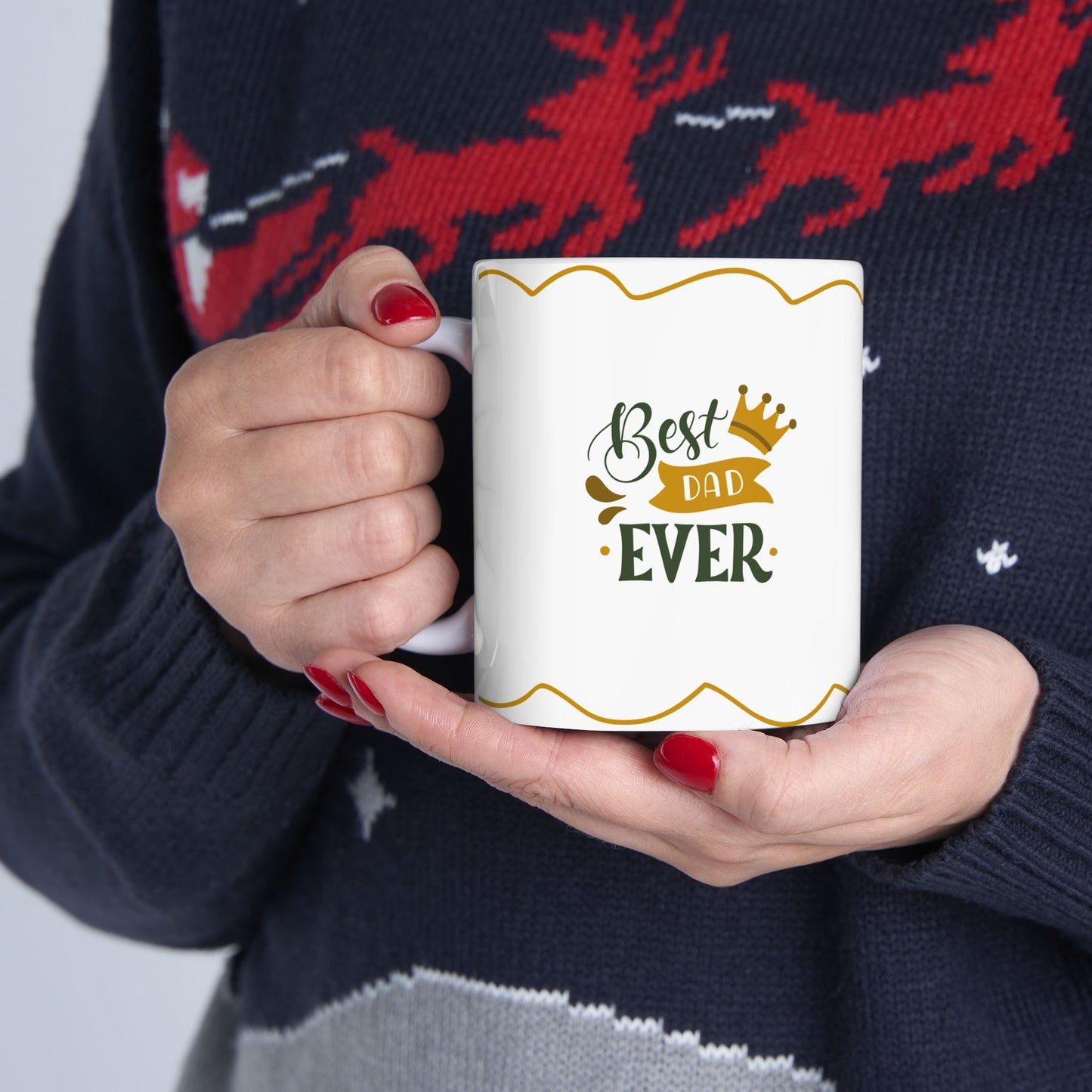 Best Dad Ever, Personalized Ceramic Mug, Fun Gift for Coffee Lovers, Custom Photo Mug - 14003